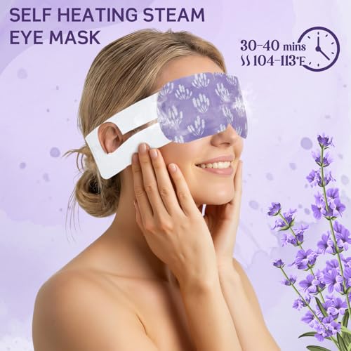50 Pcs Steam Eye Masks for Dry Eyes Lavender Self Heated Steam Warm Eye Mask Heated Disposable Eyes Masks for Dark Circles, Puffy, Relief Stress, Fatigue Relaxation Gifts