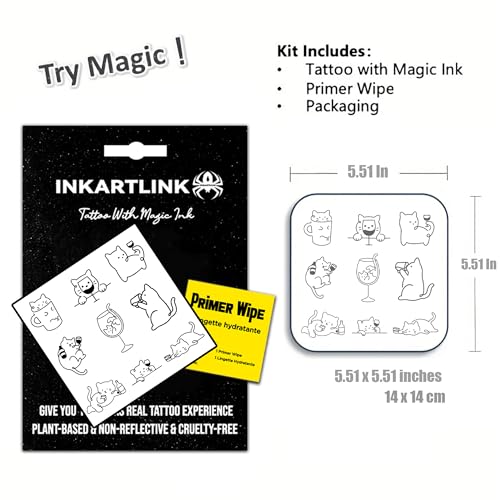INKARTLINK Semi Permanent Tattoo, Ins Style, Cute Cat Line Tattoo, Waterproof and Anti-reflective, Exquisite Packaging, Unique Design (Simple Line 6)