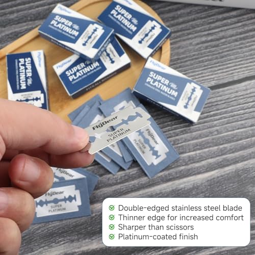 60Pcs Double Edge Safety Razor Blades, Platinum Stainless Steel Straight Razor Blades for Men, Precision Shaving for Smooth, Comfortable Close Shaves, Fits Most Double Edge Razors