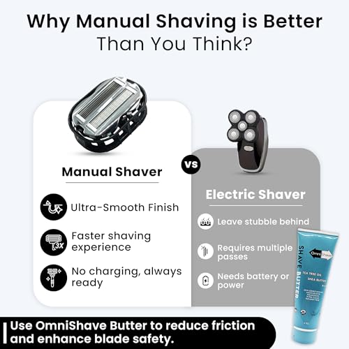 Premium Omnishaver with White Travel Case - The Fastest Way to Shave Head, Legs, Arms, Body | an Alternative to Disposable Shaving Razors Self Cleans & Strops During Use | Bald Head Shaver for Men