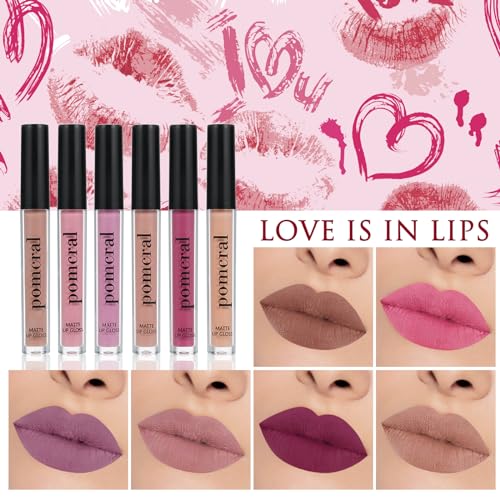 6 Color Matte Lip gloss Sets Velvet Lip Glaze Moisturizing Waterproof Nude Lipgloss Tint Long Lasting Lipgloss Liquid Lipstick Kit