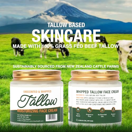 Grass Fed Beef Tallow Moisturizer for Skin - Hydrating All Natural Skincare Face & Body - Unscented & Fragrance-Free