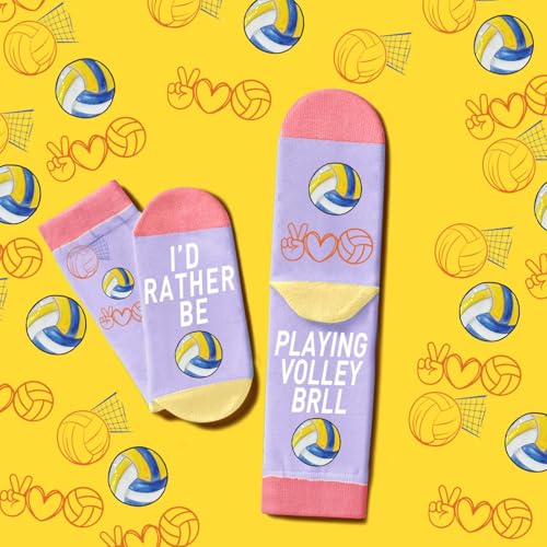 Volleyball Gifts for Girls, Cute Volleyball Gift Set with Socks, Earrings, Makeup Bag & Stickers, Teen Girl Volleyball Player Birthday Gifts