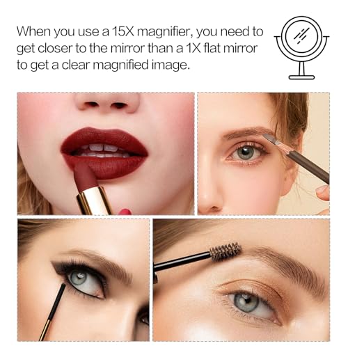 Snowflakes Double Sided 1X / 15X Magnifying Makeup Mirror with Stand - 6.7 Inch Tabletop Vanity Mirror for Bathroom or Bedroom with 360¡Æ Rotation.