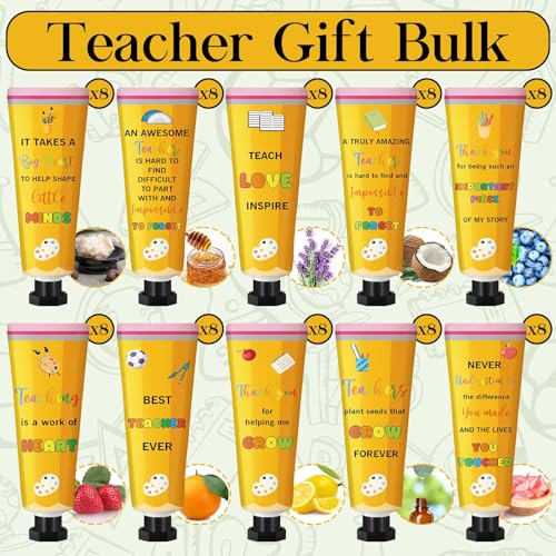 Leelosp 80 Pcs Teacher Appreciation Gift - Pencil Design Hand Cream Bulk Mini Travel Size Moisturizing Hand Lotion for Women Teacher Appreciation Week Graduation Party Favors, 10 Natural Fragrances