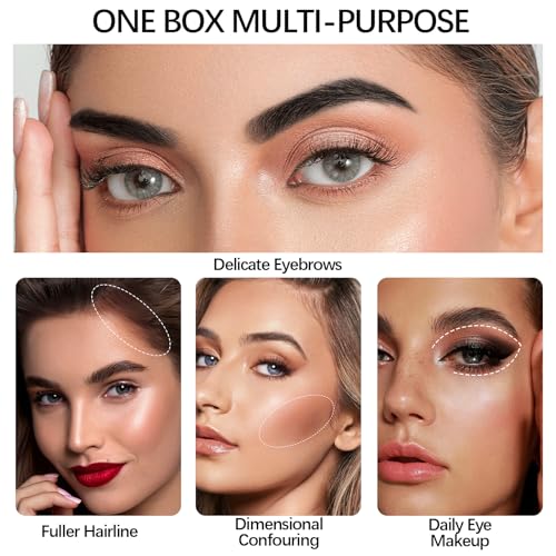 3 Colors Eyebrow Makeup Kit,Long Lasting Brow Palette,Eyebrow Filler Powder with Brow Brush,Professional Brow Contour Palette,Creates Natural Brows
