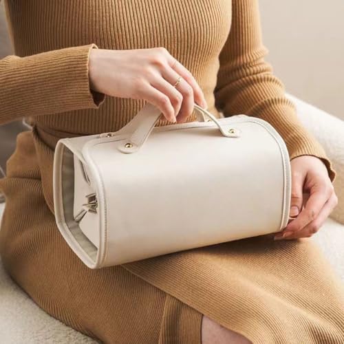 Large Travel makeup bag,Makeup bag,Leather Cosmetic Bags For Women,Leather Waterproof Cosmetic Bag,Detachable 4 in 1 Travel Toiletry Bag for Women,Portable Organizer(1, Brown)