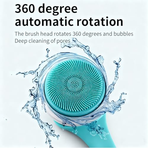 Electric Bath Scrubber, Silicone Body Scrubber, Multifunction Electric Silicone Shower Brush with Massage and Long Handle, Body Cleaning and Massage Scrubber with 3 Gear Speeds