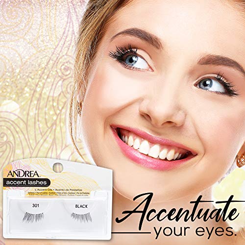 Andrea Accent Half Lashes 301 - Lightweight, Natural-Looking Cat Eye Lashes for Enhanced Eye Definition, Easy Application False Eyelashes, 4-Pack