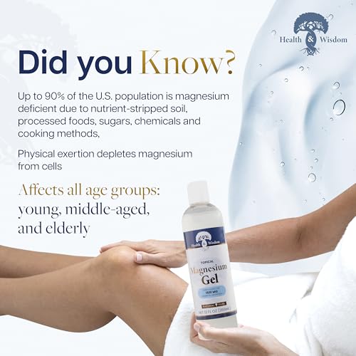 Health and Wisdom Pure Magnesium Gel with Seaweed Extract - Topical Muscle & Joint Relief- Natural and Pure Skin & Scalp Moisturizing - Enhanced Absorption - 4 Fl oz