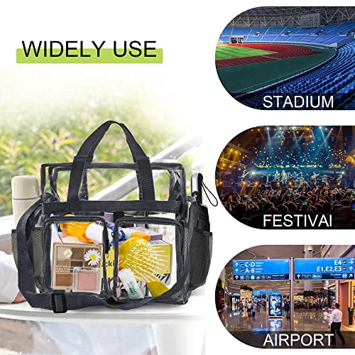 Enkrio Clear Makeup Bag Clear Cosmetic Bag Transparent Travel Cosmetic Storage Bag with 4 External Pockets and Adjustable Shoulder Strap for Toiletries