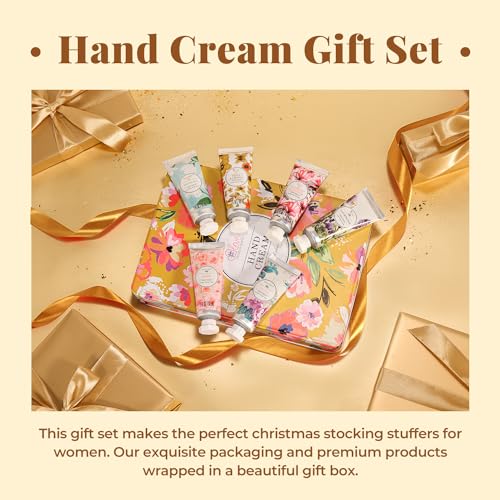 BODY & EARTH Shea Butter Hand Cream Gifts Set, Easter Basket Stuffers, Moisturizing Hand Lotion Travel Size for Dry Cracked Hands, Mothers Day Birthday Gifts for Women, Nurse Week Gifts, 6 x 1 OZ