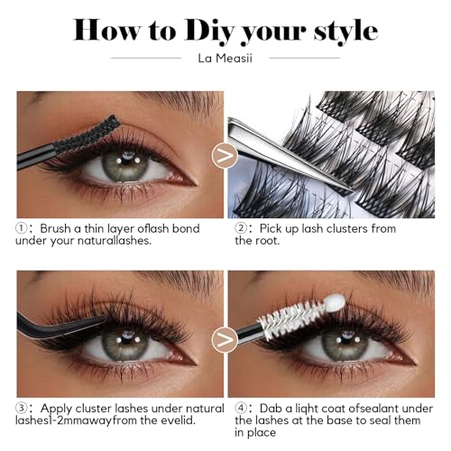 Lash Clusters, 48Pcs Wispy & Natural Eyelash Clusters, C Curl Eyelash Extensions with Super Soft Cluster Lashes Reusable 10-14mm Individual Lashes(CL17-C)