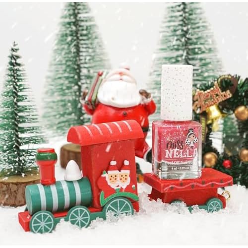 MISS NELLA Christmas Glitters Special Glitter Kids Nail Polish 6 Pack: Sugar Hugs, Jazzberry Jam, Under The Sea, Kiss The frog, Honey Twinkles & Butterfly Wings Peel-off Water Based Formula