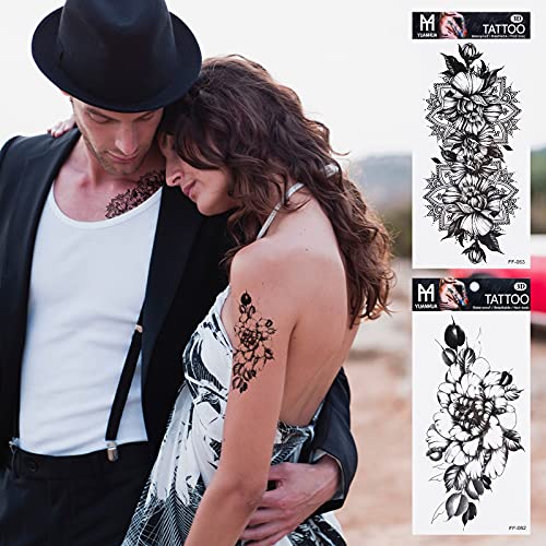 20 Sheets Temporary Tattoos Mixed Style Mixed Color Rose Flowers Collection for Women Men Kids Body Art