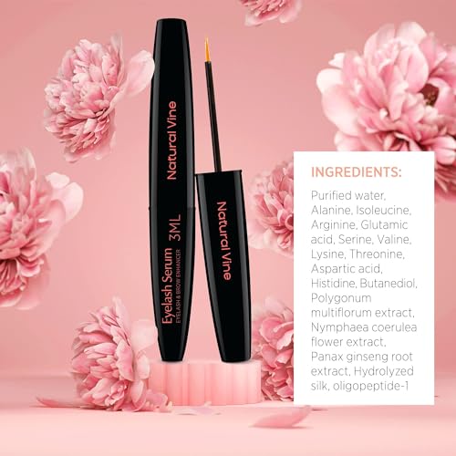 Natural Vine Eyelash Growth Serum: Lash Enhancing Serum with Advanced Formula to Boost Longer Fuller and Thicker Looking Lashes - Vegan & Cruelty-Free for Sensitive Eyes 3mL 3 Months Supply