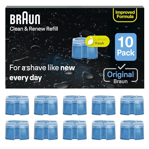 Braun Clean & Renew Refill Cartridges CCR, Replacement Shaver Cleaner Liquid Solution for Clean&Charge System, Pack of 10
