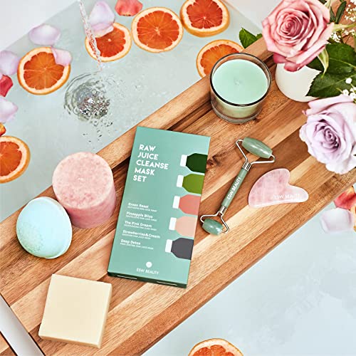 ESW Beauty Raw Juice Face Masks - 10-Pack Skincare Set - Hydrating, Anti-Aging, Moisture Repair, Pore Control, Soothing & Revitalizing with Watermelon, Kale & Charcoal