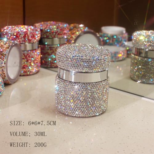 Luxury Bling 30ml Refillable Cream Empty Dispensing Bottle Portable Lotion Containers, Makeup Pot Bottle Pump Jar, Eye Cream Dispensing Box Set (Silver01)