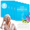 OK TAPE No Water Shampoo Caps (6 Pack) 3 Scents, Rinse Free Shower Cap for Elderly, After Surgery, Camping, Shampoo and Conditioner Hair Wash Cap (Lavender, Verbena and Cucumber Scents)