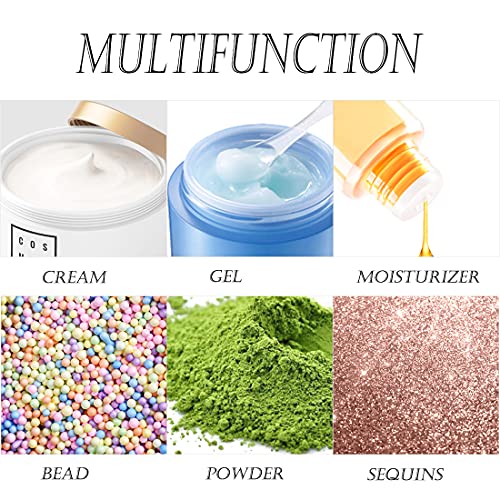 ZEJIA 3 Gram Sample Containers with Lids, 200 Count Tiny Sample Jars, 3ML Makeup Cosmetic Containers for Lip Balms, Lotion, Powder, Beauty Products(Black Lids)