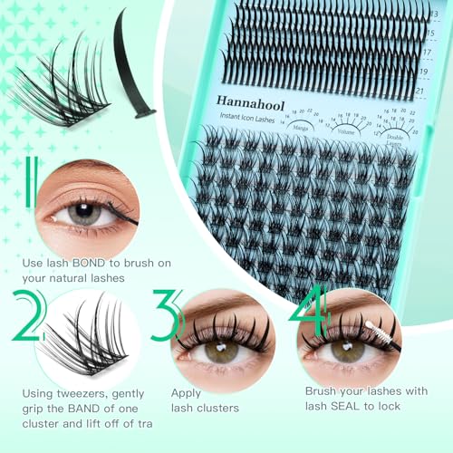 Mixed 12-22mm DIY Eye Lash Extensions Wide Stem Cluster Lashes Long Spikes Individual Fallse Lashes D Curl Volume Lashes (QL31-12-22MM)