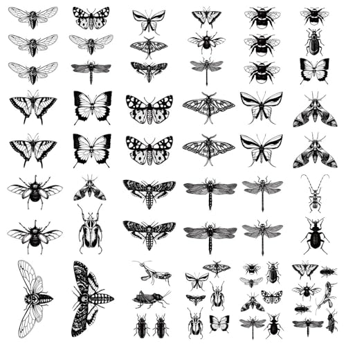 Butterfly Temporary Tattoo Sticker Waterproof Moth Insect Bee Dragonfly Men Women Party Favor 10.5X6cm Set of 24 (SF235)