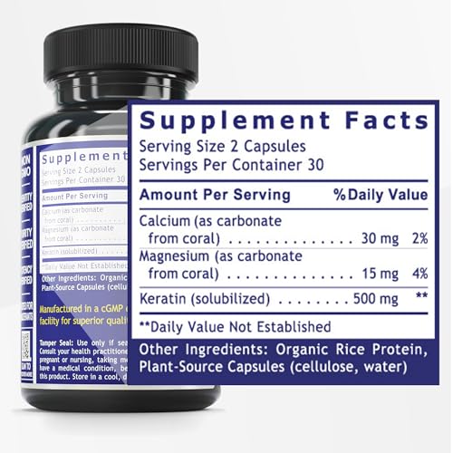 Quantum Nutrition Labs Hair Skin and Nails - Keratin Supplement, Hair Growth Supplement for Women & Men with Magnesium, Calcium, Beauty from Within for Hair, Skin and Nails - 60 Vegetarian Capsules