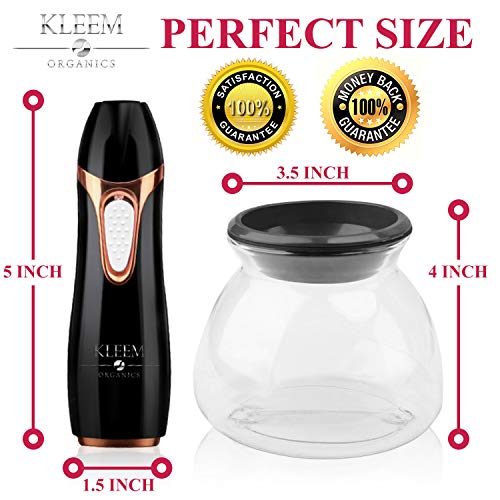 Kleem Electric Makeup Brush Cleaner Machine | Automatic Makeup Brush Washer & Spinning Dryer with Free Cleaner Shampoo | Dual-Fiber Bristles for Eyeshadow & Foundation | Made in USA | Black