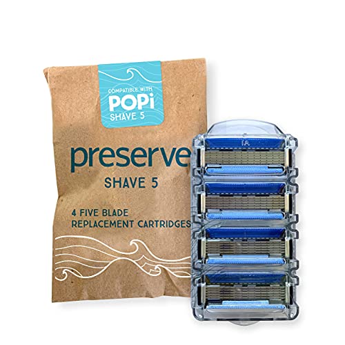 Preserve Coral Pink POPi Shave 5 Razor System, 5 Blade Cartridge, Modern Style, Plastic Material, Unisex, 6 Count Bundle