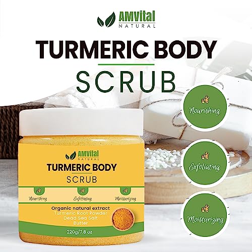 AMVital Turmeric Skincare Set - Scrub, Serum, Cream - Handcrafted, All-Natural - Suitable for All Skin Types