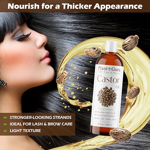 Castor Oil 4 fl. oz. Unrefined, 100% Pure Natural Hexane-Free, USP Grade, Hair Growth, Eyebrows and Eyelashes. Skin, Face and Body Moisturizer.