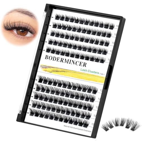 Bodermincer 120 Clusters 10mm+12mm/12mm+14mm Mixed Lash Cluster False Eyelash Individual Cluster EyeLashes Grafting Fake False Eyelashes Eyelash Extension (M01-Black-10mm)