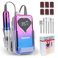 Rechargeable Nail Drill 35000RPM Electric Nail File for Acrylic & Gel Long Lasting Battery 6pcs Polishing Tools and Sanding Bands Kit Portable for Home Salon and Travel - Sunset Blue