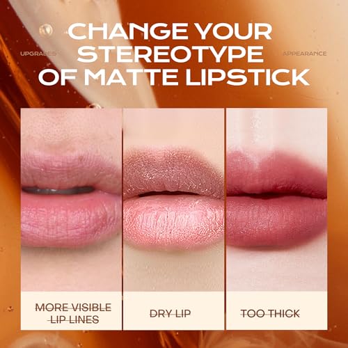 Mistine Lipstick Thai Latte Sheer Creamy Rouge Velevt Matte Finish Lipstick for Women Non-sticky C01 Rainy Iced Coffee 3.5g, 1 Count