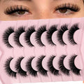 Cat Eye Lashes Mink 3D Short Fluffy Full Strip Lashes C Curl Wispy Cateye Thick False Strip Eyelashes Natural Look