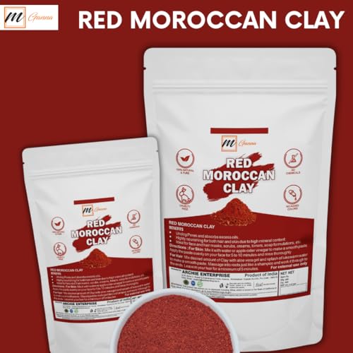 100% Natural Moroccan Red Clay Powder for Hair Masks, Scrubs, Creams and Soap Making 0.5 LBS / 227 GMS
