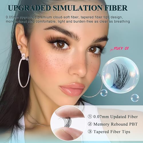 Vasa Muse Lash Clusters - Wispy Natural & Manga Spiky Lash Cluster Wide Invisible band 10-16mm Eyelash Clusters Kit D Curl Lash Extension Kit WideSpan DIY at Home for Starter