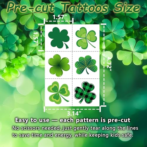 120Pcs Shamrock Temporary Tattoos Bulk - St Patricks Day Tattoos Pre Cut Design, Saint Patricks Patty Face Tattoo Stickers Adults Lucky Irish Makeup Party Favors Supplies Traditional Holiday Festival