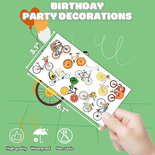 Bike Temporary Tattoos 10 Sheets 100 PCS Bicycle Party Decorations Favors Supplies Cycling Theme Birthday Stickers Gifts for Boys Girls Kids Class School Prizes Carnival Christmas