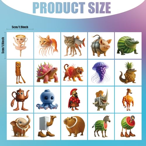 20 Sheets Italian Brainrot Temporary Tattoos Sticker,Super Cute Themed Birthday Party Favors, Supplies, Decorations, Fake Tattoo Stickers, School Rewards Prizes & Gifts