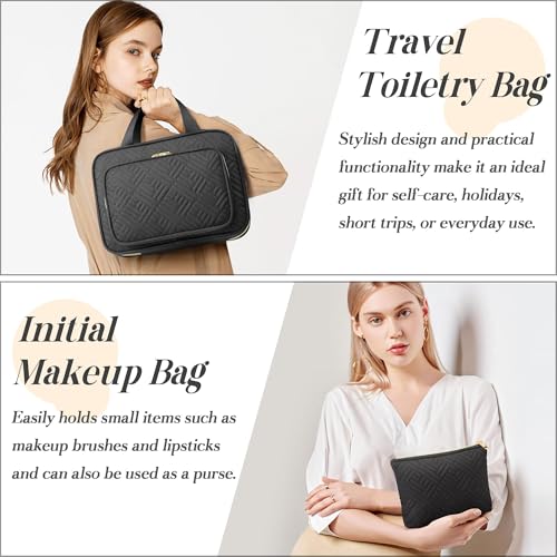 Personalized Gifts for Women, Initial Toiletry Bag Hanging Travel Organizer & Makeup Cosmetic Bag with Embroidery Letter Teacher Appreciation Gift Birthday Valentines Gifts for Mom Wife Friend Sister