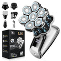Head Shavers for Bald Men, 7D Floating Blades Electric Razor with Magnetic Detachable Heads, IPX7 Waterproof Rotary Shaver 5-in-1 Self-Grooming Kit Gift for Balder