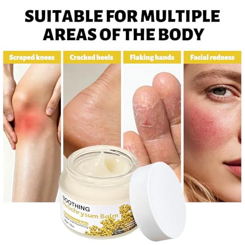 Helichrysum Balm Natural Moisturizing Balm with Helichrysum Essential Oil, Organic Olive Oil & Shea Butter, Soothing & Hydrating Skin Care for Face, Hands & Body, 1.76oz / 50g