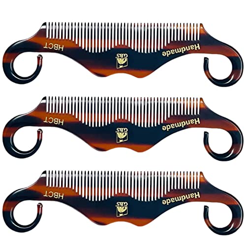 GBS 3 pk HBCT- Handle Bar Style - 5 1/4" Long - Anti Static No Cling No Snag Smooth Edges - Hand-Made of Quality Cellulose Acetate, Saw-Cut & Hand Polished