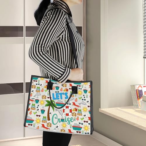 LEVLO Cruise Vacation Cosmetic Make Up Bag Summer Beach Vacation Gift Let's Cruise Makeup Zipper Pouch Bag For Friend Family (Let's Cruise LT)