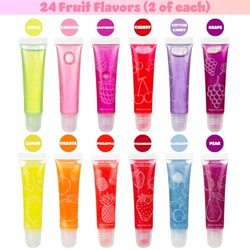 EXPRESSIONS 24-Pack Flavored Lip Gloss Bulk Set | Non-Toxic, Kid-Safe Squeeze Tubes for Party Favors, Goodie Bag Fillers & Classroom Gifts