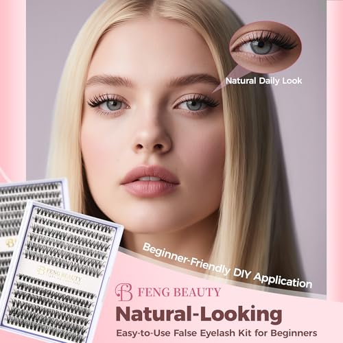 DIY Lash Clusters Kit, 240PCS 30D+40D Mixed Lengths 10?16mm, Natural Wispy Fluffy Look, 2-in-1 Bond&Seal+Precision Tweezer, Lashes Extension Kit (0.07D, 10-16mm, Individual Lashes Kit)