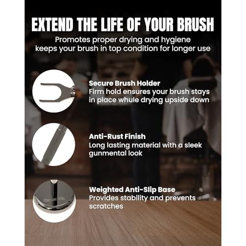 Gentleman Jon Shaving Stand for Razor & Brush for Men ? Heavy Duty Gunmetal Razor & Brush Stand, Weighted Base, Matches Wet Shave Kit & Storage, Shaving Kit, Shaver Holder, Beard Accessories for Men