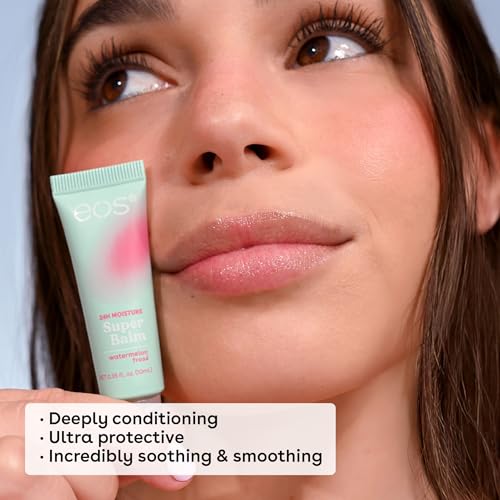 eos 24H Moisture Super Balm - Pink Lemonade & Wild Cherry Slushie, Day or Night Lip Treatment, Made for Sensitive Skin, Lip Balms & Moisturizers, 0.35 fl oz, 2-Pack